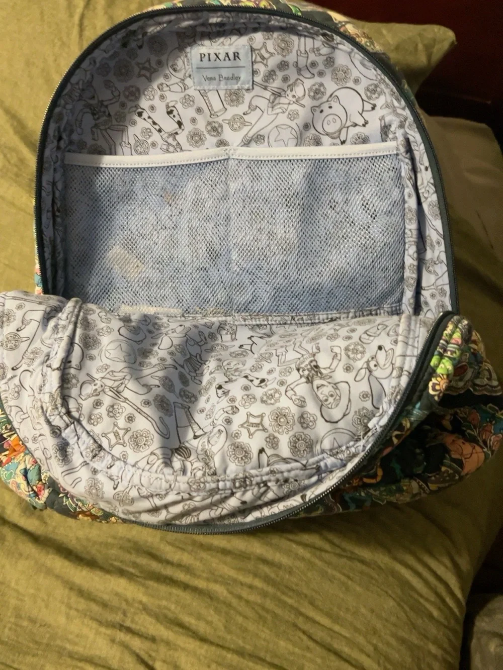Vera Bradley Navy Quilted Backpack with Multicolor Paisley Motif